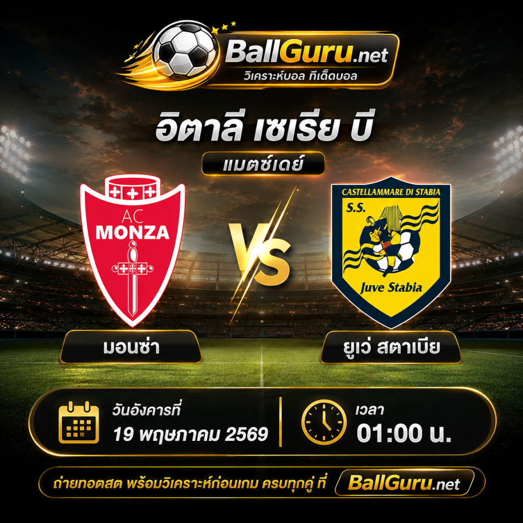 มอนซ่า พร้อมลุย! เปิดศึกดวล ยูเว่ สตาเบีย เวลา 01:00 น.