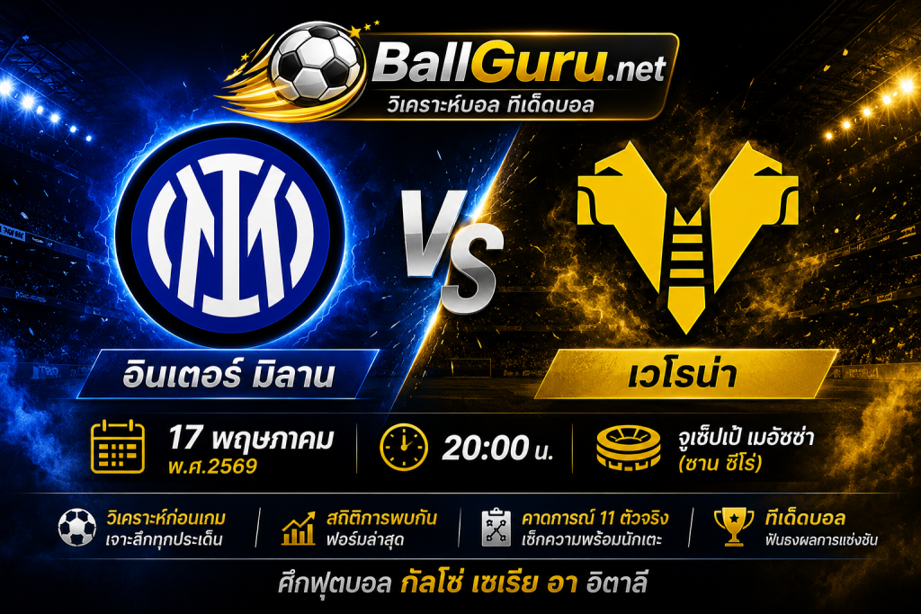 🔎 เจาะเกมเดือด อินเตอร์ มิลาน vs เวโรน่า พร้อมสถิติ H2H และฟอร์มล่าสุด