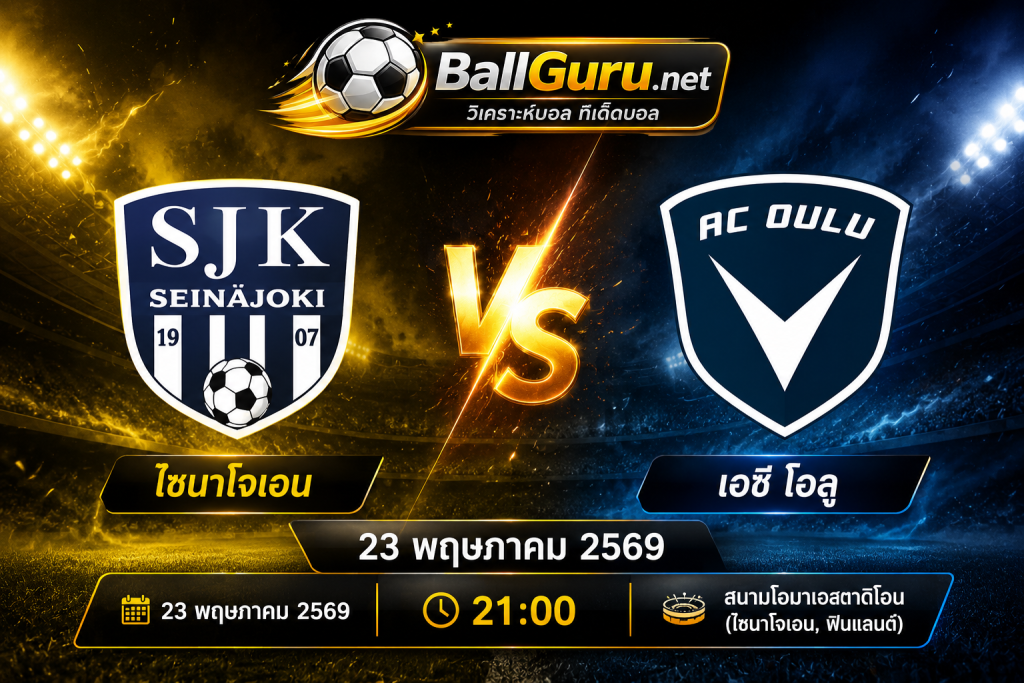ฟันธงบอลฟินแลนด์ ไซนาโจเอน vs เอซี โอลู 23 พฤษภาคม 2569