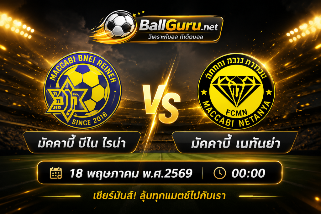 🔥 วิเคราะห์บอลวันนี้ มัคคาบี้ บีไน ไรน่า vs มัคคาบี้ เนทันย่า 18 พฤษภาคม 2569 ทีเด็ดบอลคืนนี้ วิเคราะห์บอลวันนี้แม่นๆ