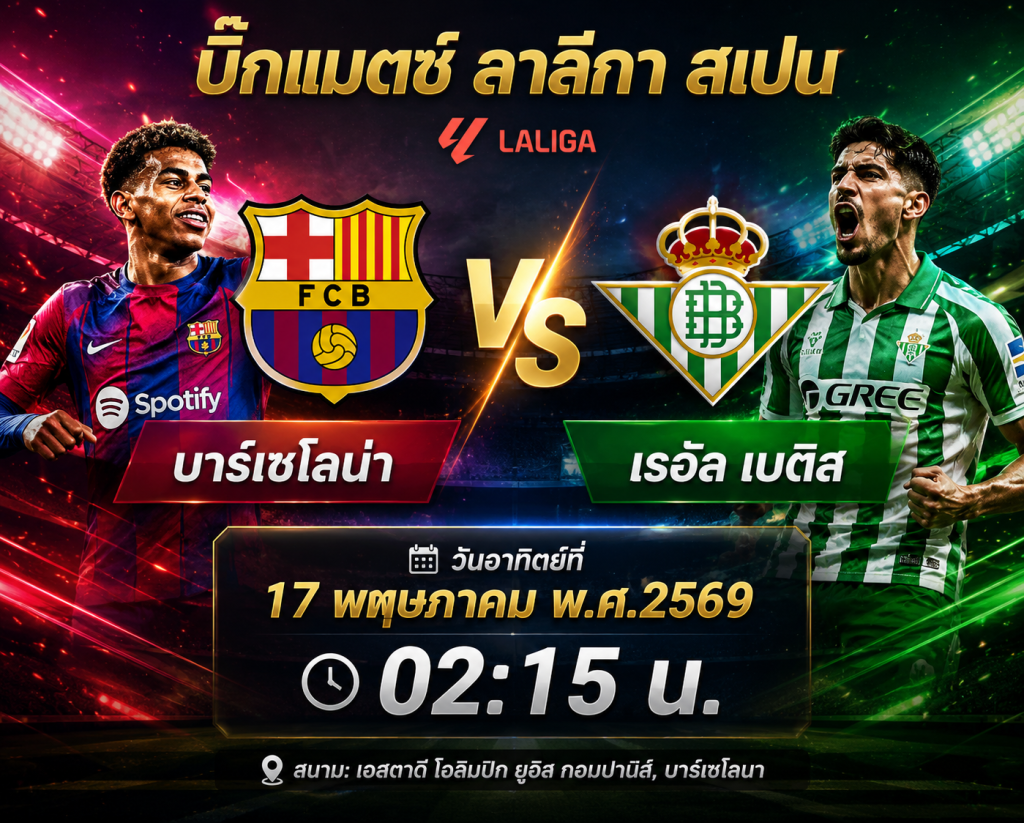 ⚡ ศึกเดือดลาลีกา! บาร์เซโลน่า vs เรอัล เบติส วิเคราะห์บอลวันนี้ พร้อมราคาบอลล่าสุด