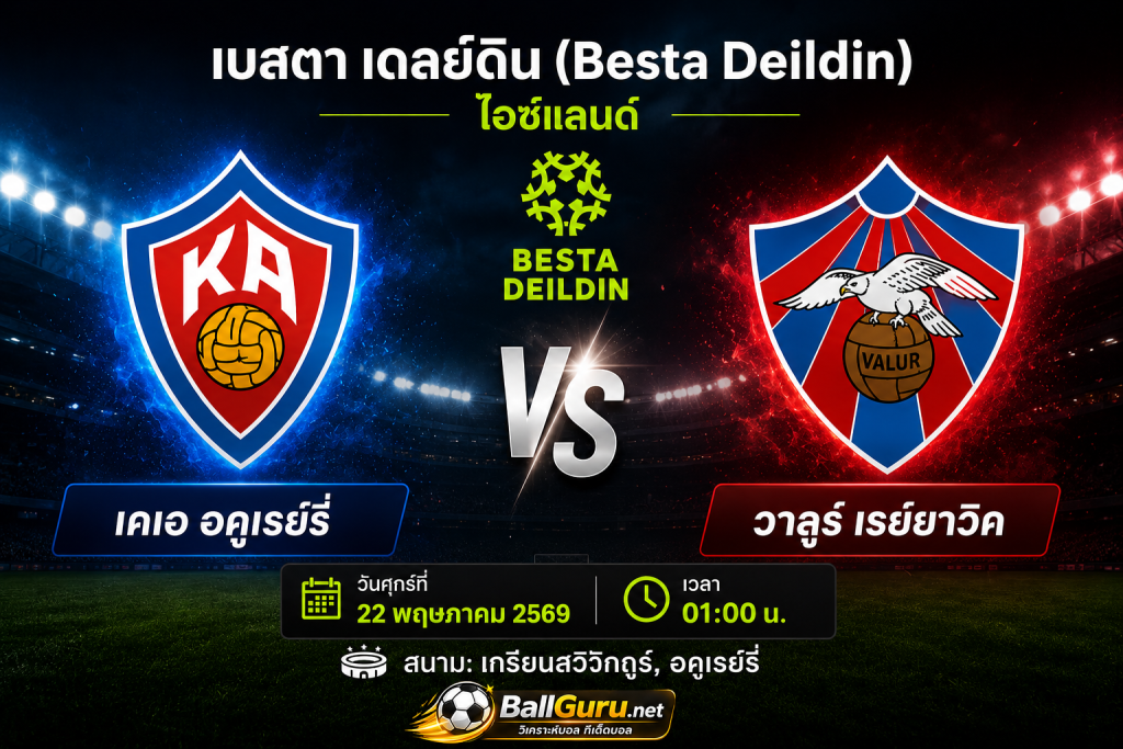 บอลวันนี้ เคเอ อคูเรย์รี่ พบ วาลูร์ เรย์ยาวิค เวลา 01:00 น.