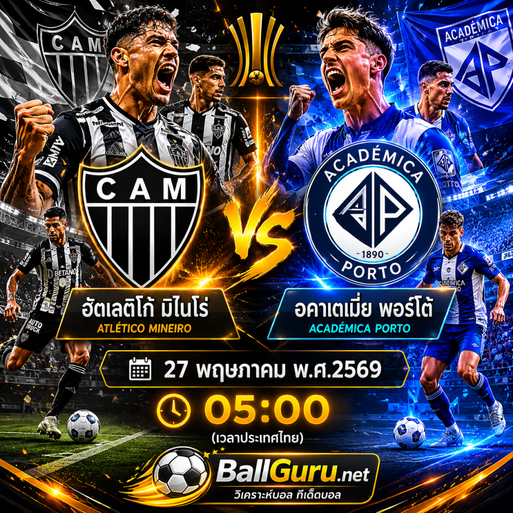 บอลวันนี้ อัตเลติโก้ มิไนโร่ vs อคาเดเมี่ย พอร์โต้ วิเคราะห์บอลวันนี้แม่นๆ
