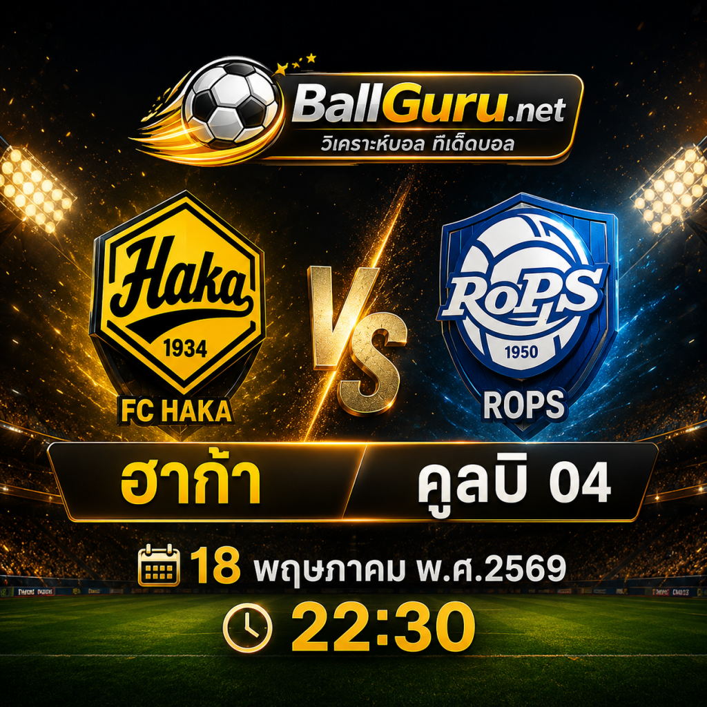 ฮาก้า vs คูลบิ 04 วิเคราะห์บอลวันนี้ ฟินแลนด์ คัพ 18 พฤษภาคม 2569 ทีเด็ดบอลคืนนี้ 22:30 น.