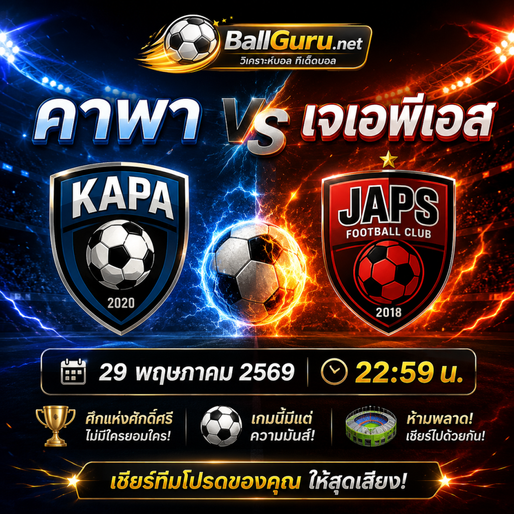 คาพา vs เจเอพีเอส วิเคราะห์บอลวันนี้ พร้อมแนวโน้มสกอร์และโอกาสลุ้นเก็บสามแต้ม