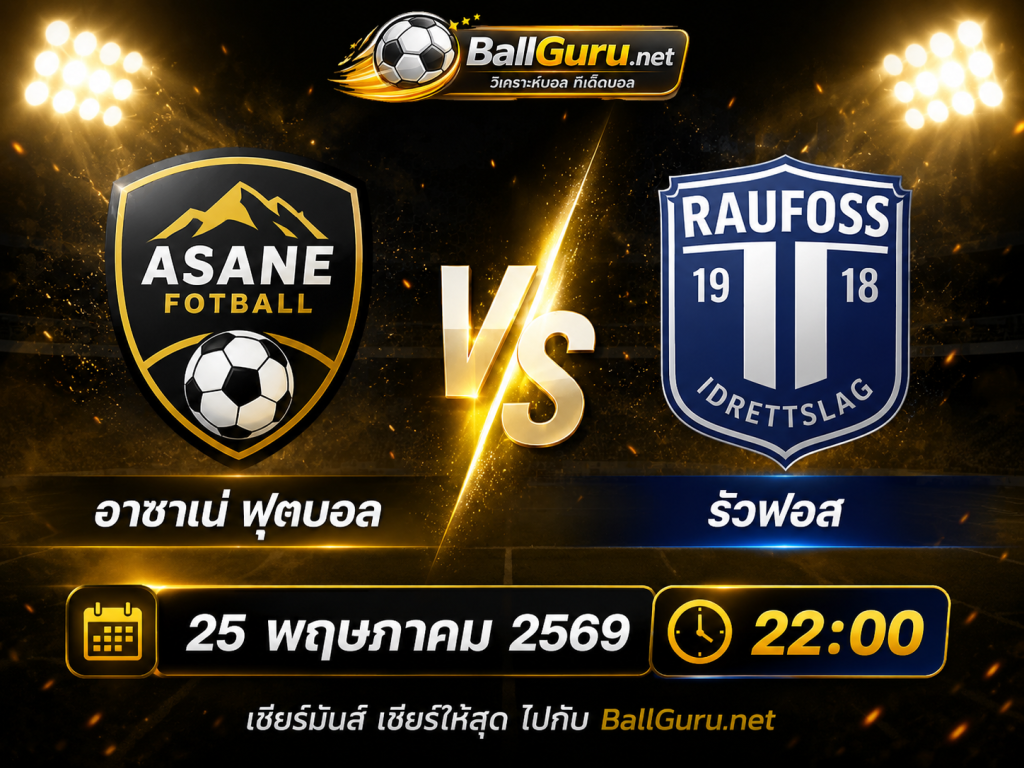 อาซาเน่ ฟุตบอล พบ รัวฟอส วิเคราะห์บอลวันนี้ ราคาบอล และฟันธง 25/05/69