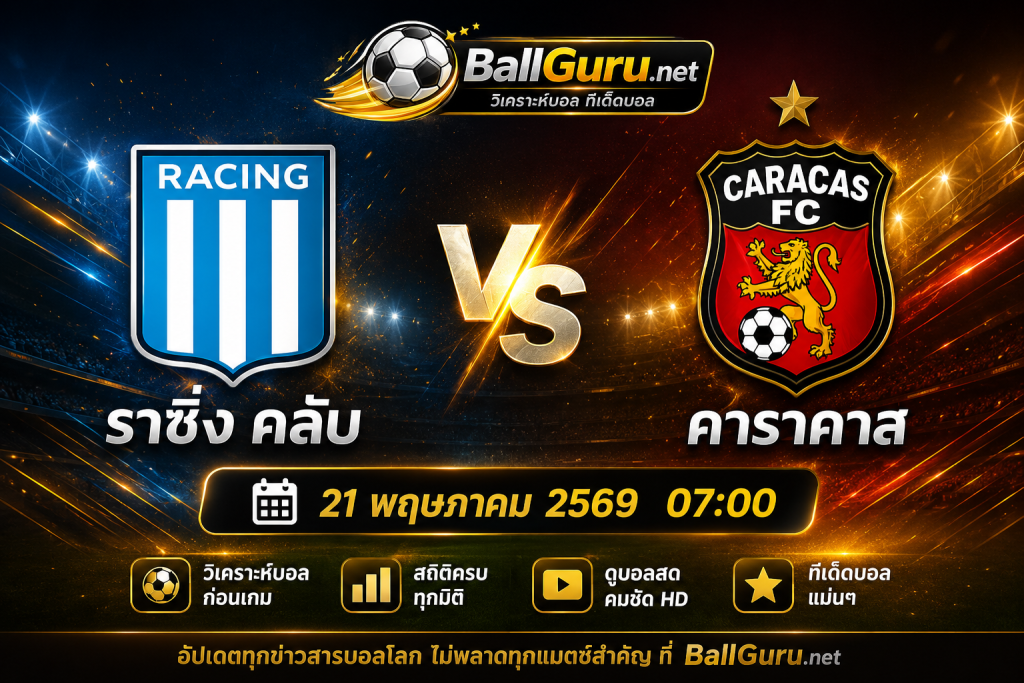 ราซิ่ง คลับ ปะทะ คาราคาส วิเคราะห์บอลวันนี้ พร้อมสถิติและทีเด็ดบอล 21 พ.ค. 69