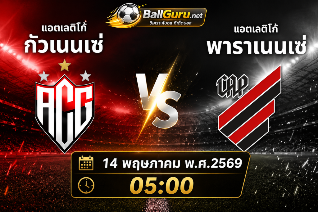 ศึกบราซิล ซีรี่บี คืนนี้ แอตเลติโก้ กัวเนนเซ่ ดวลเดือด แอตเลติโก้ พาราเนนเซ่ วิเคราะห์บอลวันนี้พร้อมทีเด็ดบอล