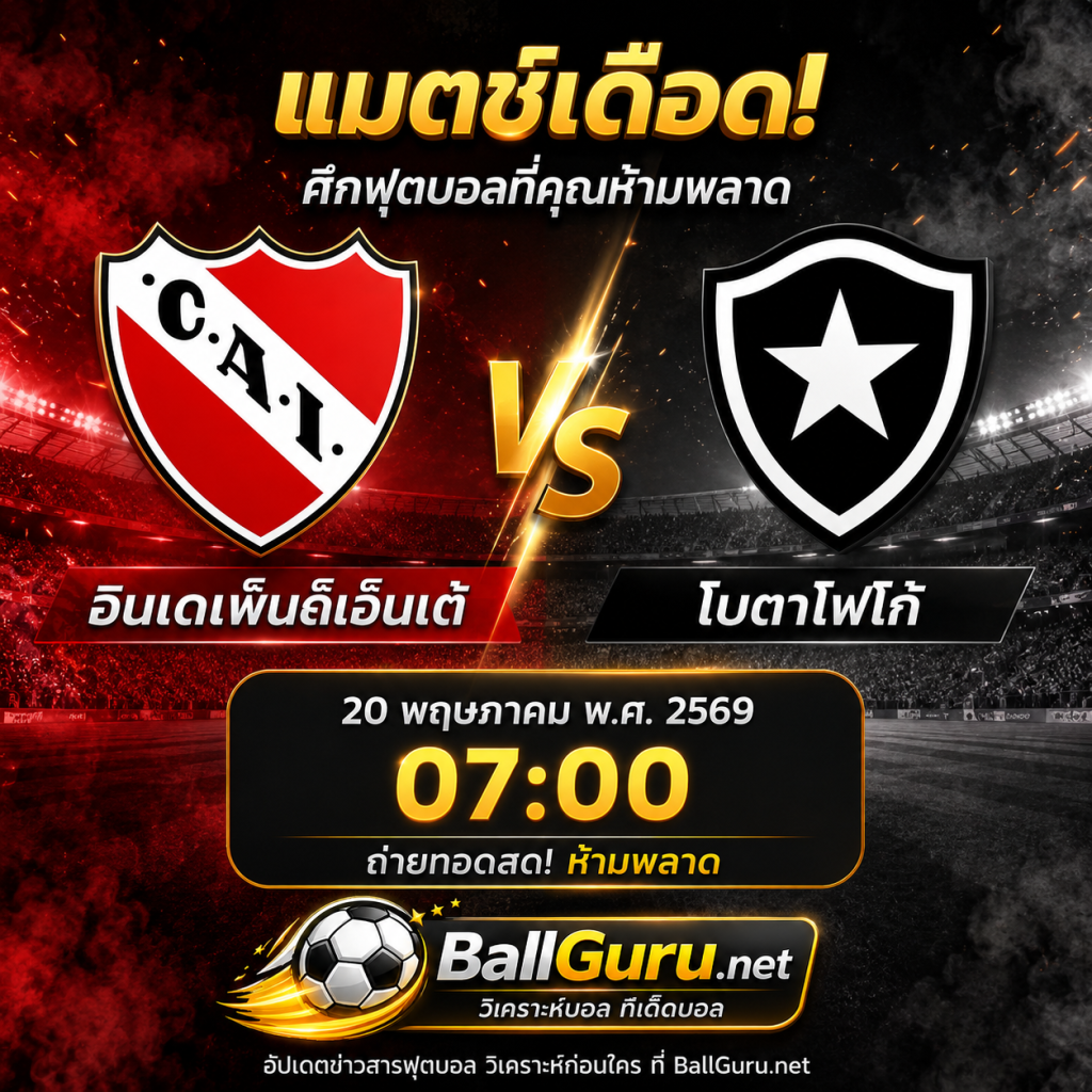 ศึกโคปา ซูดาเมริกาน่า อินเดเพ็นดิเอ็นเต้ vs โบตาโฟโก้ ใครจะคว้าชัย