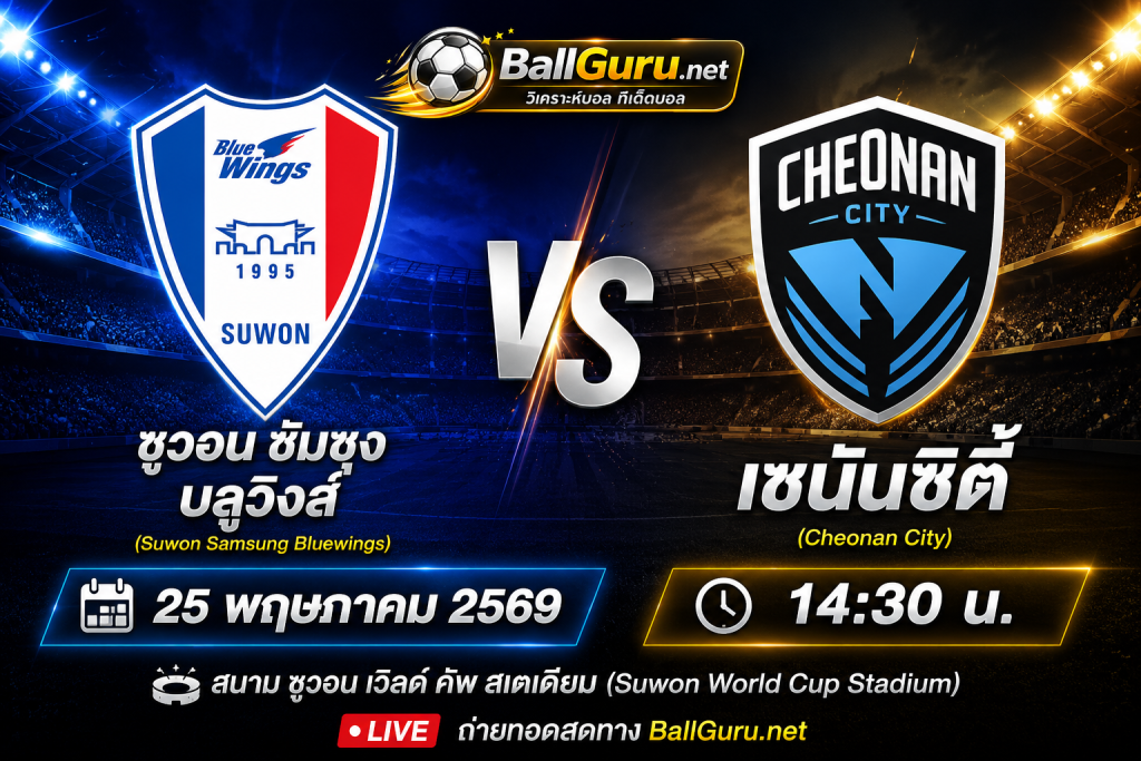 ซูวอน ซัมซุง บลูวิงส์ เปิดบ้านดวล เชนันซิตี้ วิเคราะห์ก่อนเกม 25 พ.ค. 69