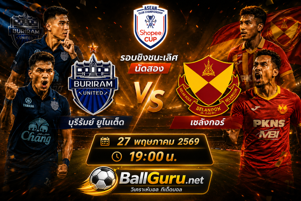 บุรีรัมย์ ยูไนเต็ด เปิดศึกตัดสินแชมป์ เซลังกอร์ Shopee Cup รอบชิงนัดสอง