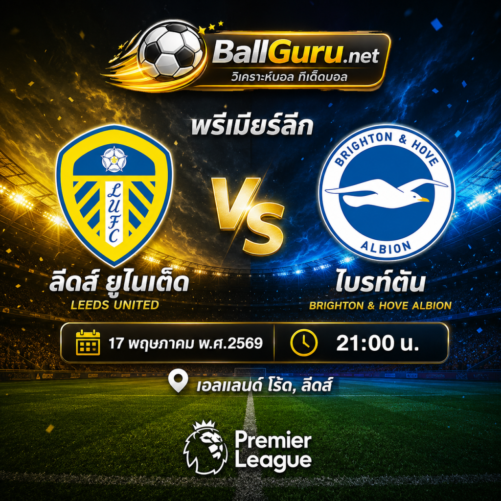 เจาะเกมพรีเมียร์ลีก ลีดส์ ยูไนเต็ด vs ไบรท์ตัน วิเคราะห์บอลวันนี้ครบทุกมุม