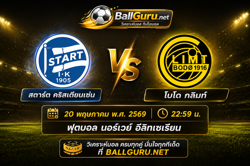 ศึกนอร์เวย์ อีลิทเซเรียน สตาร์ต คริสเตียนเซ่น vs โบโด กลิมท์ วิเคราะห์บอลวันนี้