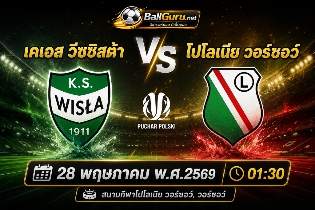 บอลคืนนี้ เคเอส วีซซิสต้า พบ โปโลเนีย วอร์ซอว์ ทีเด็ดเซียนบอลวันนี้