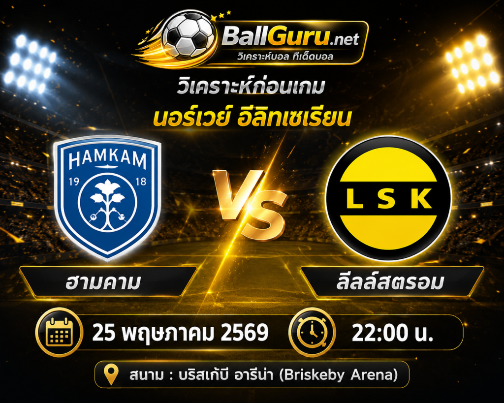 พรีวิวฟุตบอล นอร์เวย์ อีลิทเซเรียน ฮามคาม vs ลีลล์สตรอม