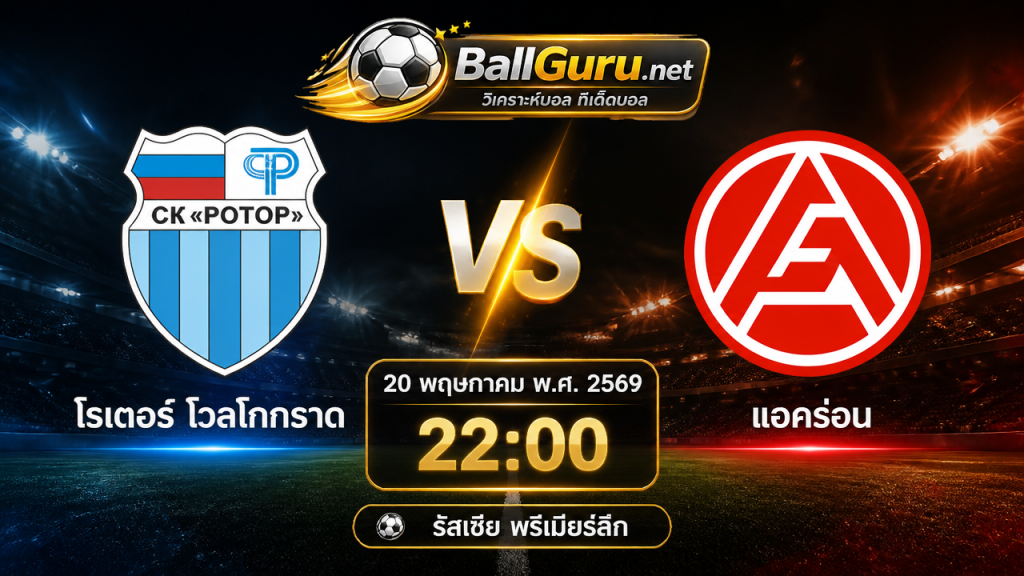 พรีวิวบอลรัสเซีย พรีเมียร์ลีก โรเตอร์ โวลโกกราด vs แอคร่อน พร้อมทรรศนะเด็ด