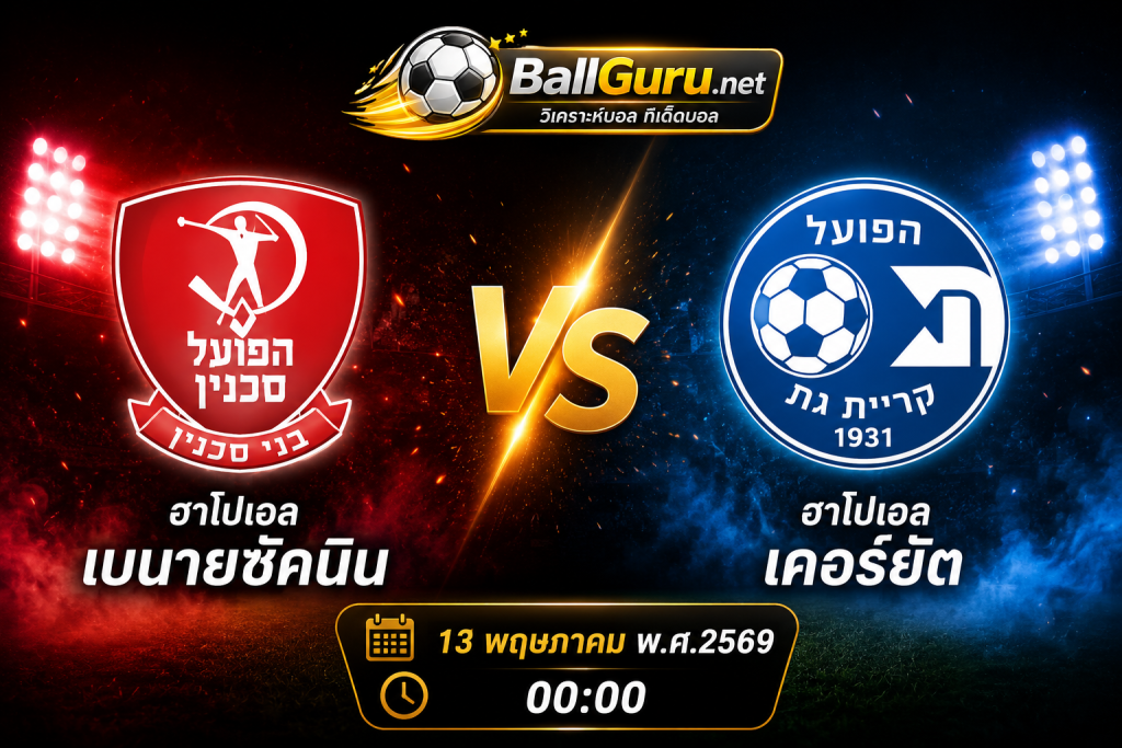 ทีเด็ดบอลวันนี้ ฮาโปเอล เบนายซัคนิน VS ฮาโปเอล เคอร์ยัต วิเคราะห์บอลวันนี้ 13 พฤษภาคม 2569 เวลา 00:00 น.