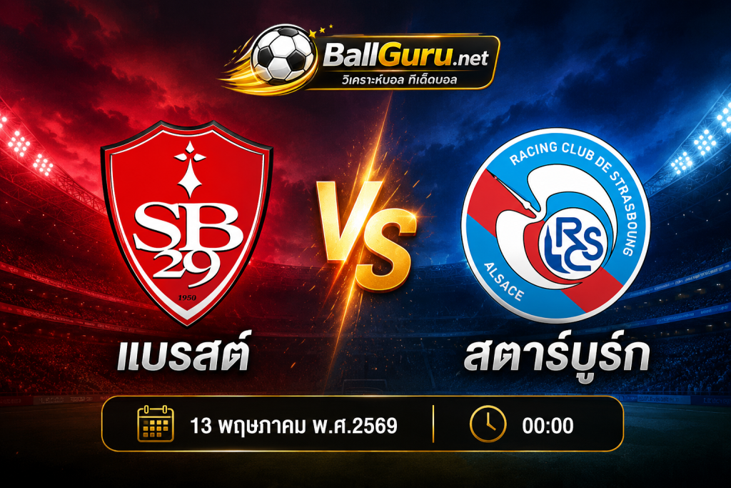 วิเคราะห์บอล ลีกเอิง ฝรั่งเศส : แบรสต์ VS สตาร์บูร์ก คืนวันที่ 13 พฤษภาคม 2569 เวลา 00:00 น. ทีเด็ดบอล วิเคราะห์บอลวันนี้แม่นๆ