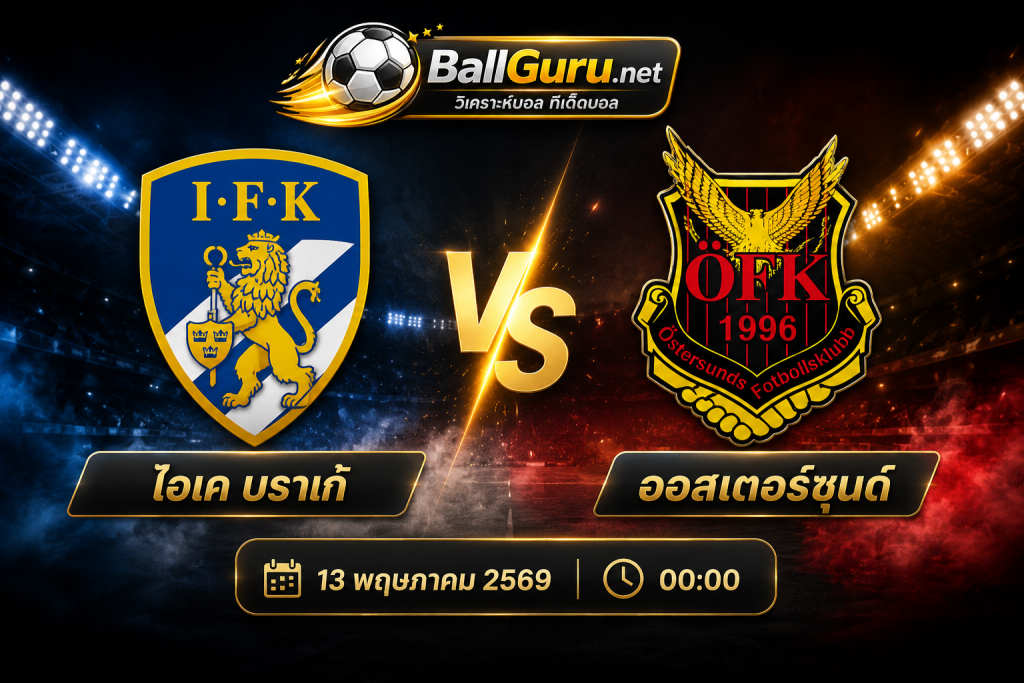วิเคราะห์ก่อนเกม ไอเค บราเก้ ปะทะ ออสเตอร์ซุนด์ วิเคราะห์บอลวันนี้แม่นๆ 13 พฤษภาคม 2569