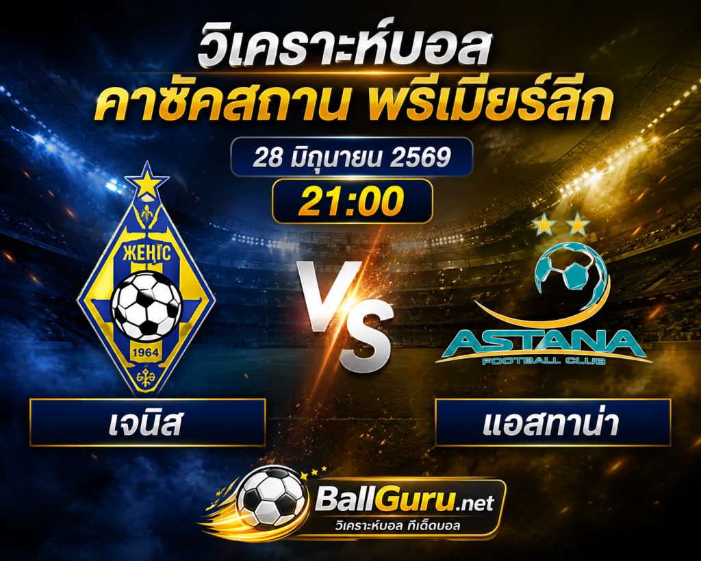 เจาะเกมเดือด! เจนิส vs แอสทาน่า 28 มิถุนายน 2569 วิเคราะห์บอลวันนี้ พร้อมวิเคราะห์ราคาบอล