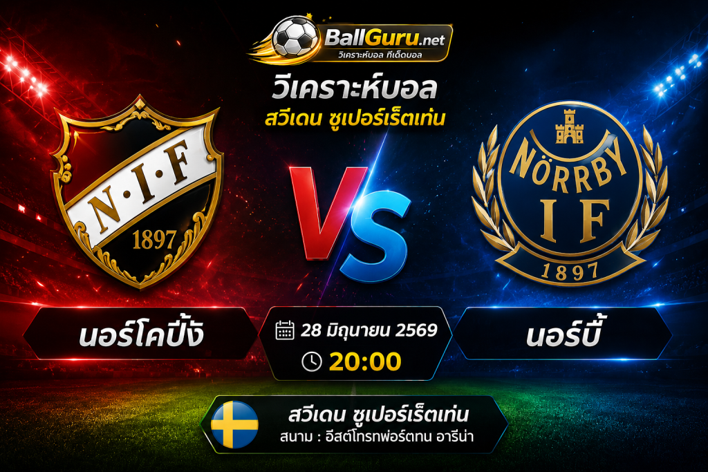 นอร์โคปิ้ง ดวล นอร์บี้ วิเคราะห์บอลวันนี้ 28/06/69 ฟันธงสกอร์และราคาบอล