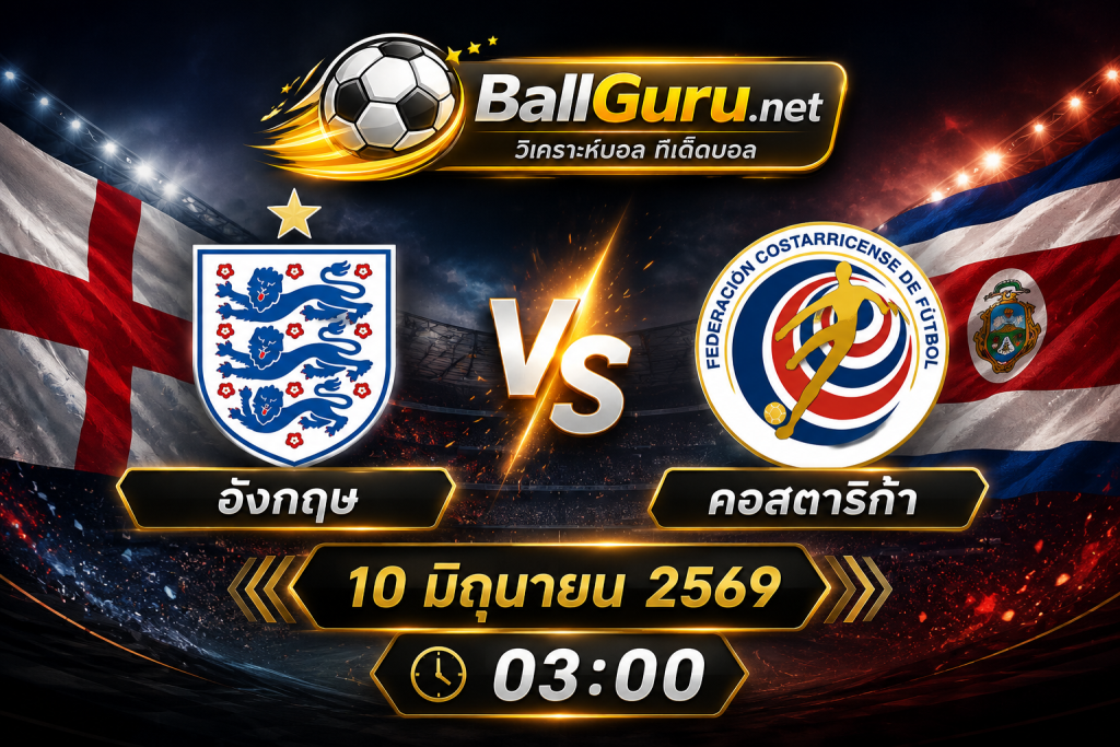 อังกฤษ vs คอสตาริก้า วิเคราะห์บอลวันนี้ พร้อมสถิติและแนวโน้มการแข่งขัน