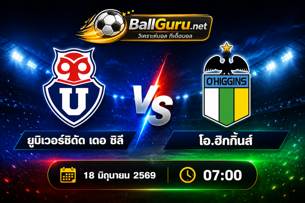วิเคราะห์บอล ยูนิเวอร์ซิดัด เดอ ชิลี vs โอ.ฮิกกิ้นส์ 18 มิถุนายน 2569 ทีเด็ดบอลวันนี้