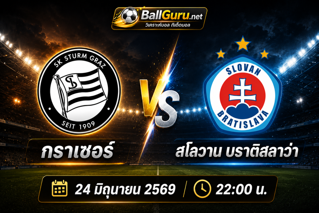 ทีเด็ดบอลวันนี้ กราเซอร์ vs สโลวาน บราติสลาว่า วิเคราะห์บอลวันนี้ 24/06/2569