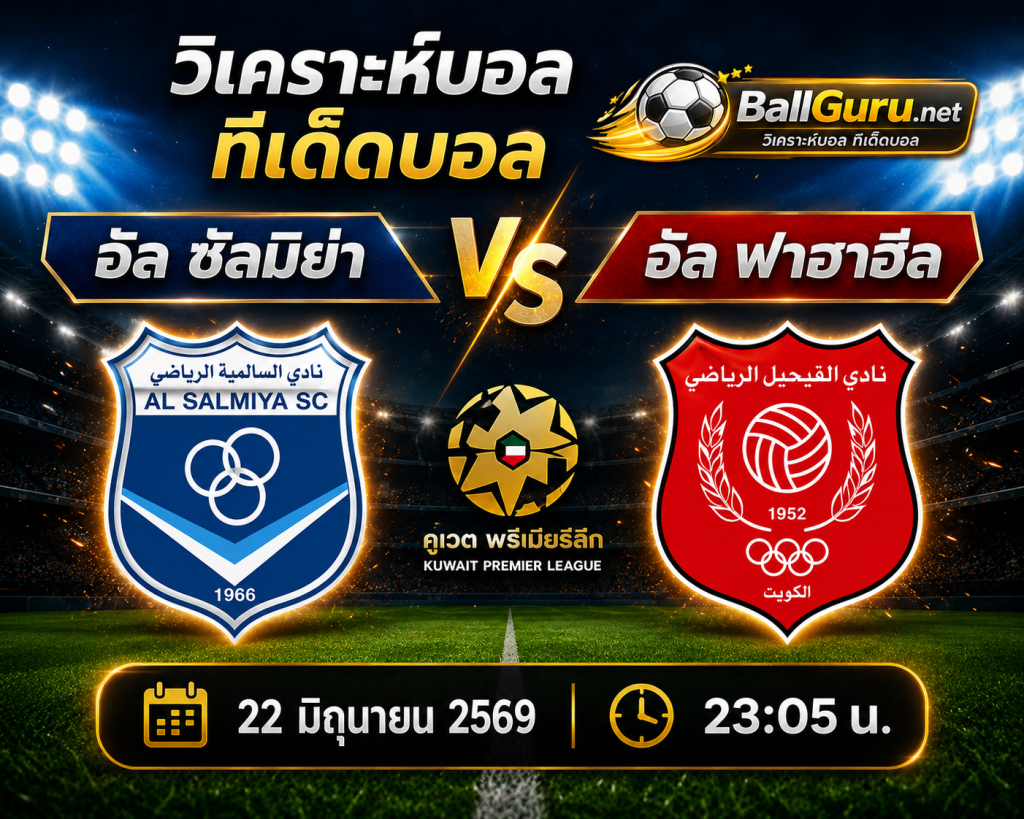 ฟันธงบอลคูเวต พรีเมียร์ลีก อัล ซัลมิย่า vs อัล ฟาฮาฮีล ใครจะคว้าชัย