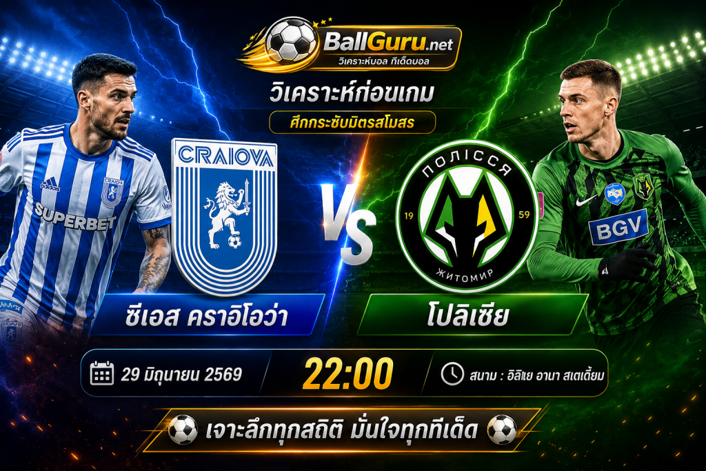 วิเคราะห์ก่อนเกม ซีเอส คราอิโอว่า พบ โปลิเซีย คืนวันจันทร์ 29 มิถุนายน 2569