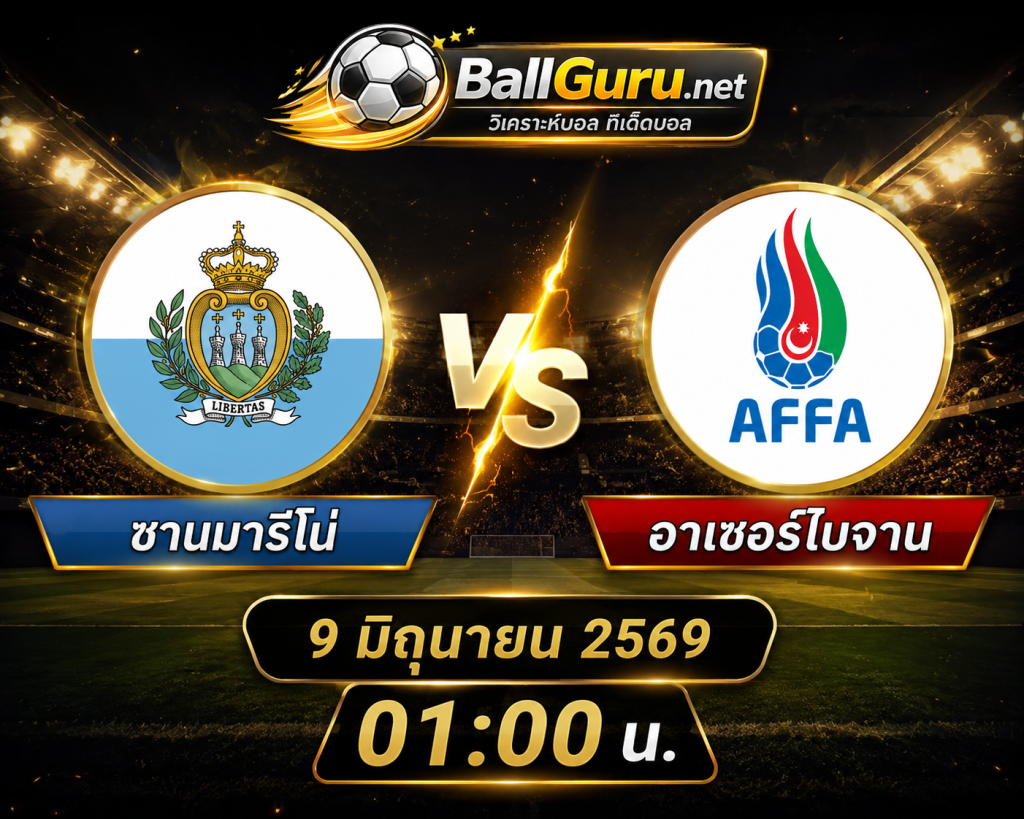 เจาะลึกก่อนเกม ซานมารีโน่ พบ อาเซอร์ไบจาน คืนวันจันทร์ที่ 9 มิถุนายน 2569