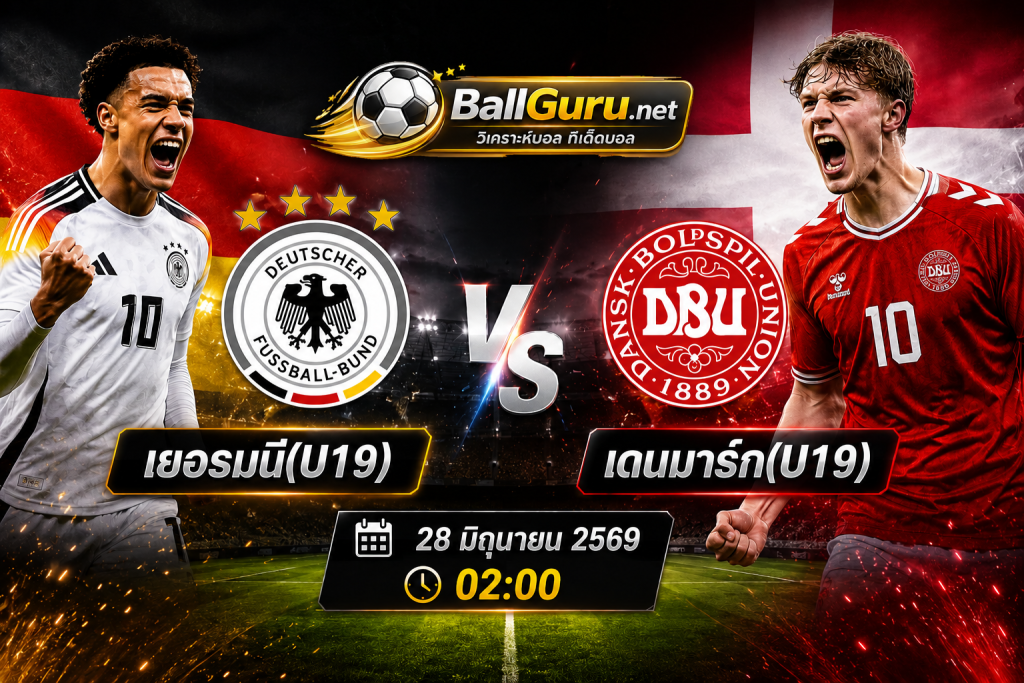 ทีเด็ดบอล ยูโร U19 เยอรมนี(U19) vs เดนมาร์ก(U19) วิเคราะห์บอลวันนี้ 28 มิถุนายน 2569