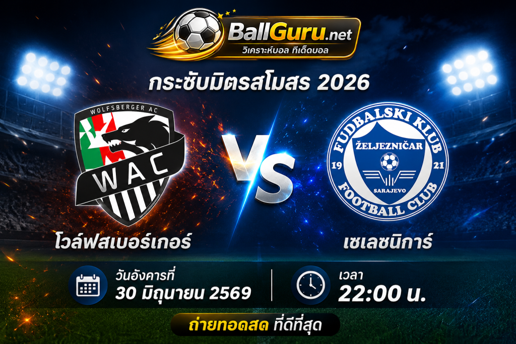 วิเคราะห์ก่อนเกม โวล์ฟสเบอร์เกอร์ พบ เซเลซนิการ์ 30 มิถุนายน 2569 สถิติและความพร้อม