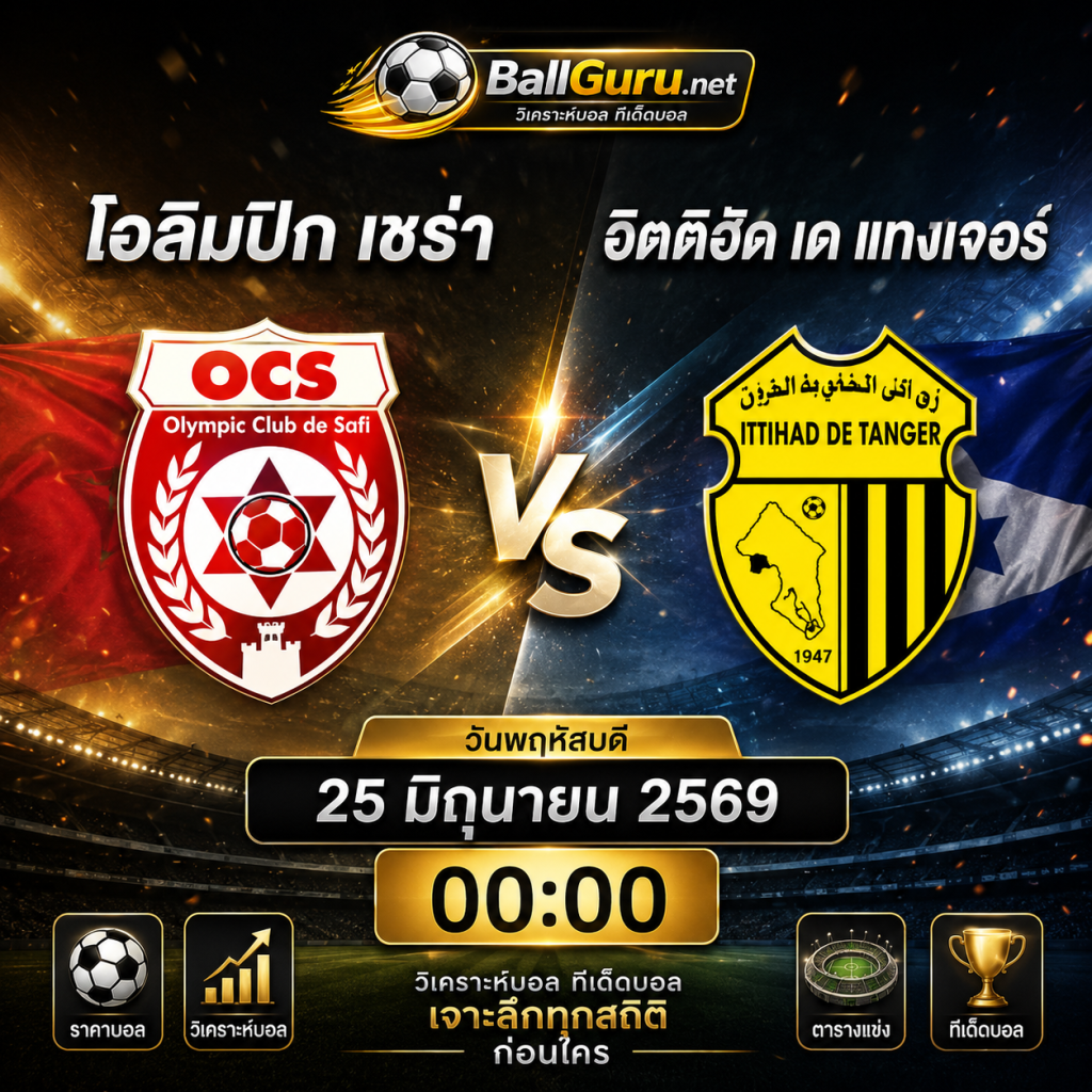 โอลิมปิก เชร่า ดวล อิตติฮัด เด แทงเจอร์ วิเคราะห์บอลวันนี้ เจาะลึกก่อนเกม 25 มิถุนายน 2569