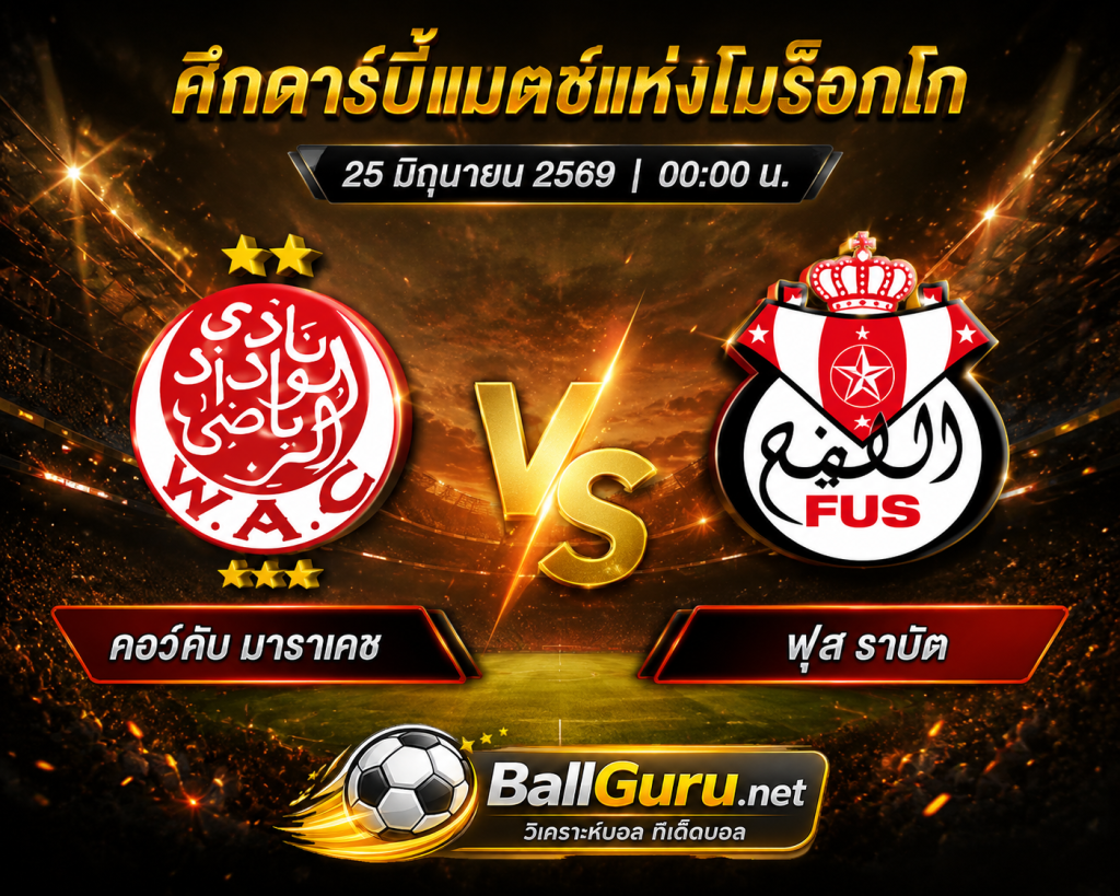 พรีวิวบอล คอว์คับ มาราเคช vs ฟุส ราบัต 25 มิถุนายน 2569 วิเคราะห์ก่อนเกมแบบเจาะลึก