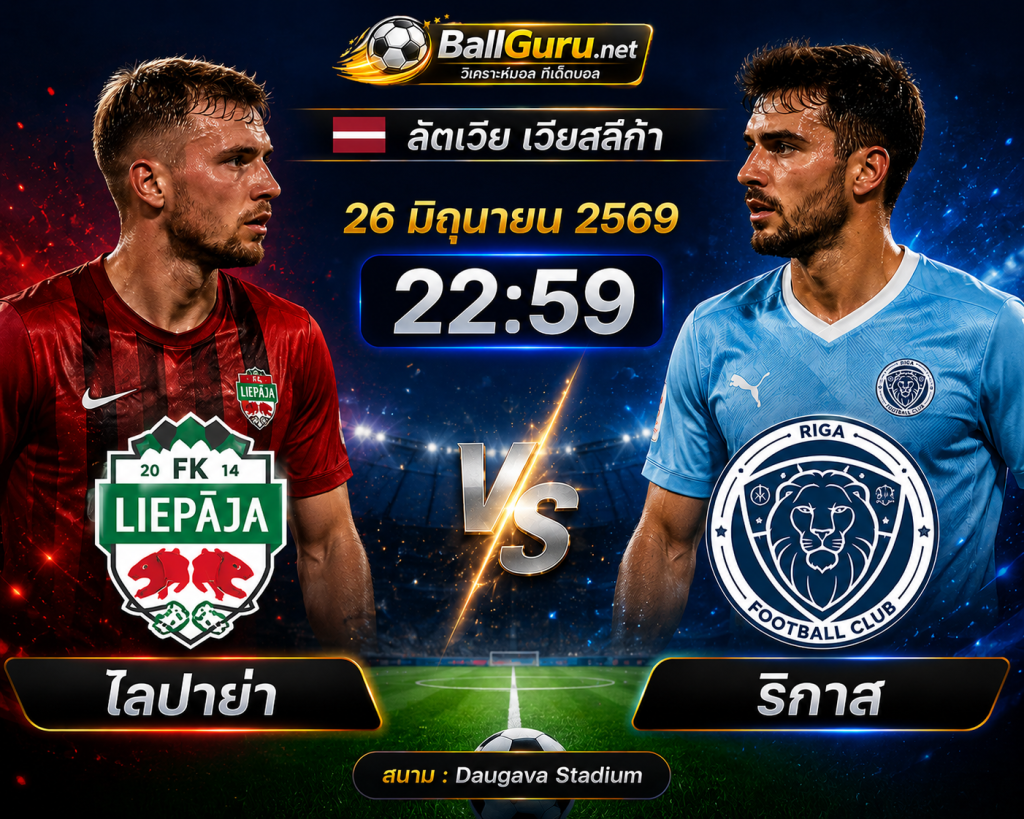 พรีวิวฟุตบอล ลัตเวีย เวียสลีก้า ไลปาย่า vs ริกาส 26 มิถุนายน 2569 ใครจะคว้าชัย