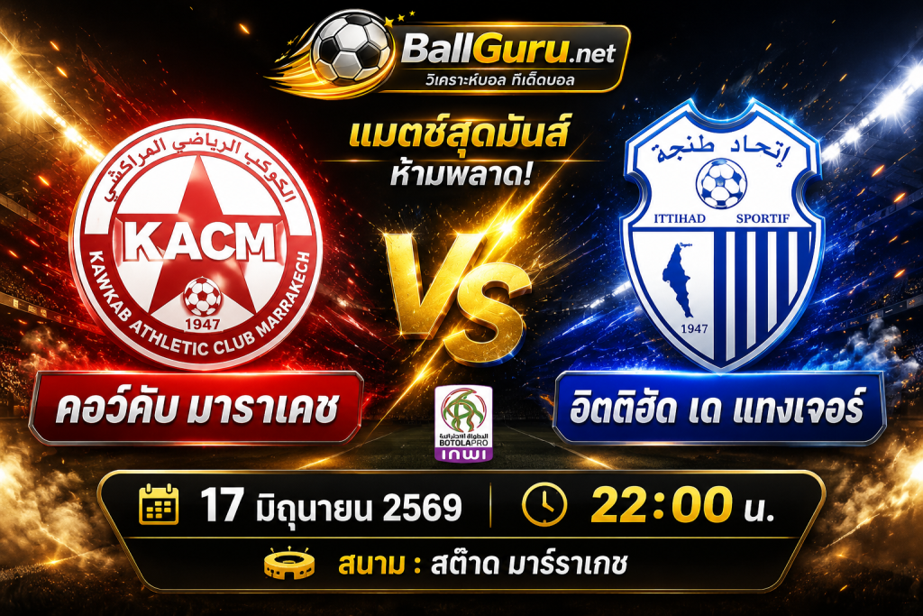 เจาะลึกก่อนเกม คอว์คับ มาราเคช vs อิตติฮัด เด แทงเจอร์ พร้อมสถิติและความพร้อมล่าสุด