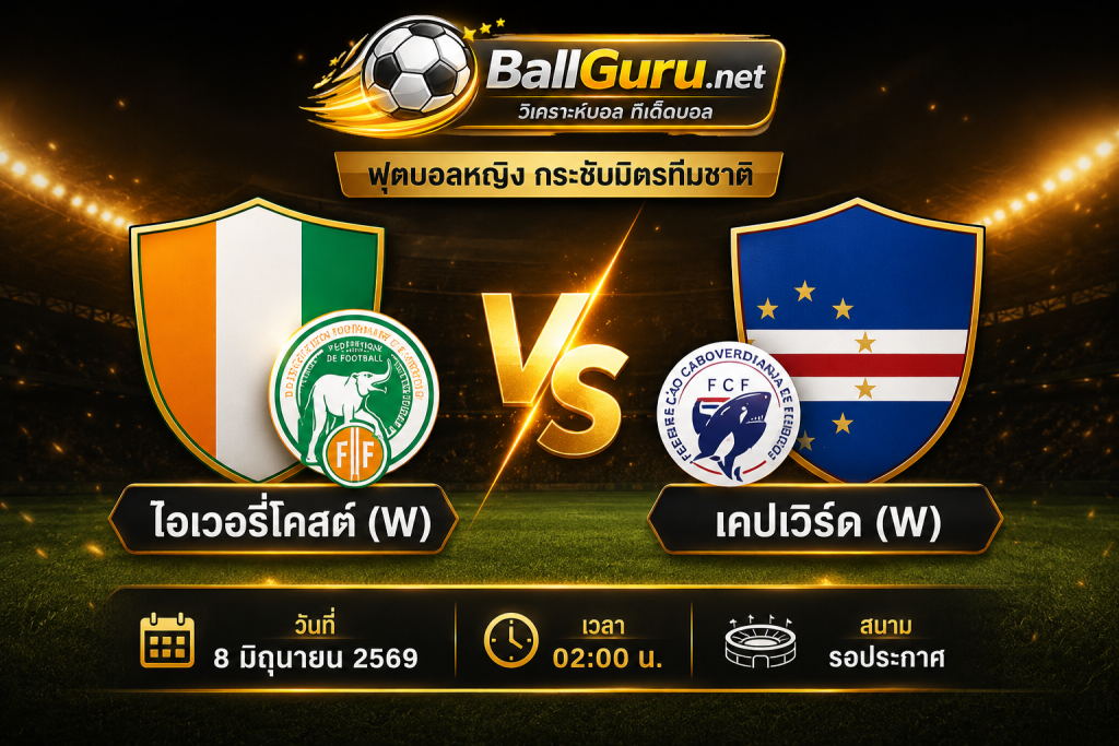 ทีเด็ดบอลหญิง ไอเวอรี่โคสต์(W) vs เคปเวิร์ด(W) วิเคราะห์บอลวันนี้ 8/6/69