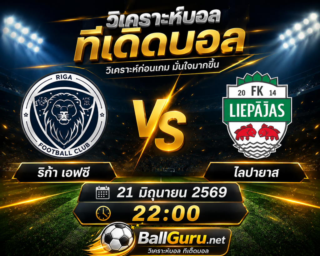 วิเคราะห์บอล ริก้า เอฟซี vs ไลปายาส 21 มิถุนายน 2569 เจ้าถิ่นลุ้นเก็บสามแต้มเต็ม