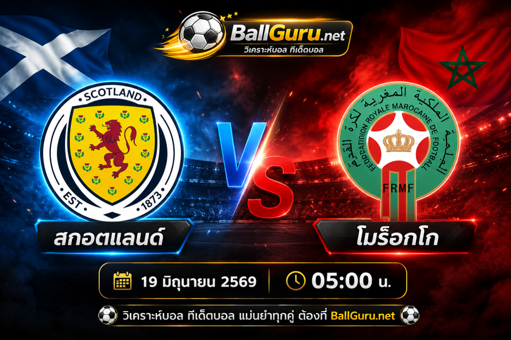 ทีเด็ดบอลโลก 2026 สกอตแลนด์ vs โมร็อกโก วิเคราะห์บอลวันนี้ก่อนเกม 19 มิถุนายน 2569