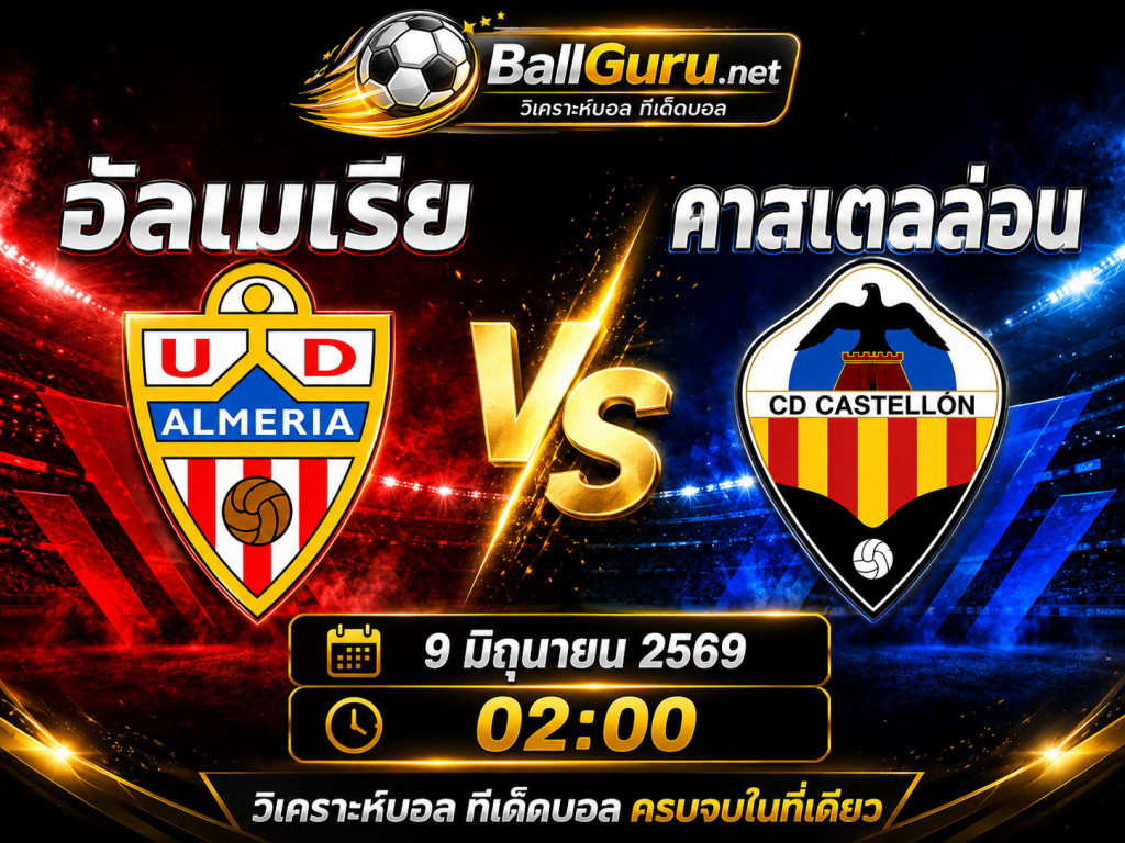 เจาะลึกก่อนเกม อัลเมเรีย เปิดบ้านรับ คาสเตลล่อน ศึกสำคัญ 9 มิถุนายน 2569