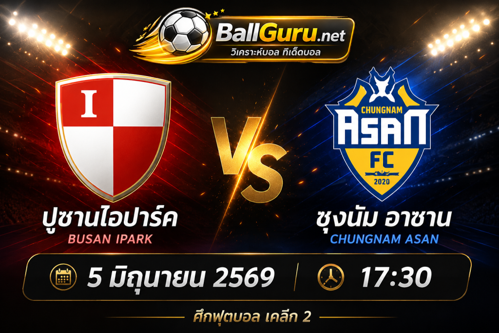 วิเคราะห์บอลวันนี้ ปูซานไอปาร์ค vs ชุงนัม อาซาน 5/6/69 ฟันธงก่อนเกม
