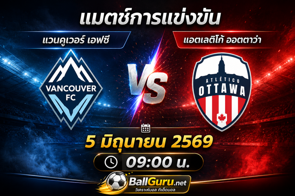 วิเคราะห์บอล แวนคูเวอร์ เอฟซี vs แอตเลติโก้ ออตตาว่า 5 มิถุนายน 2569 ทีเด็ดบอลวันนี้