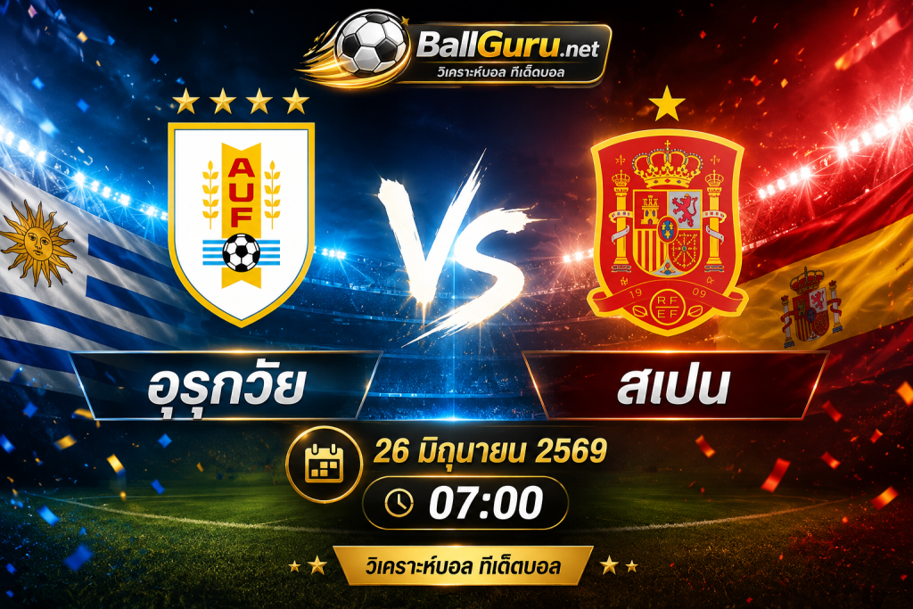 อุรุกวัย vs สเปน วิเคราะห์บอลวันนี้ ฟุตบอลโลก 2026 พร้อมราคาบอลและทีเด็ด