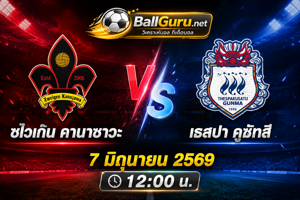 วิเคราะห์บอลวันนี้แม่นๆ ซไวเก้น คานาซาวะ ดวล เธสปา คูซัทสึ 7 มิถุนายน 2569