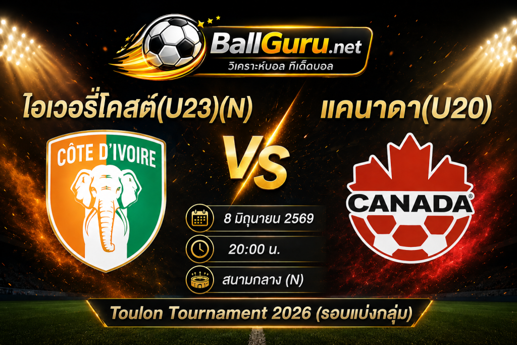 ทีเด็ดบอลวันนี้ ไอเวอรี่โคสต์(U23)(N) พบ แคนาดา(U20) พร้อมทรรศนะก่อนแข่ง