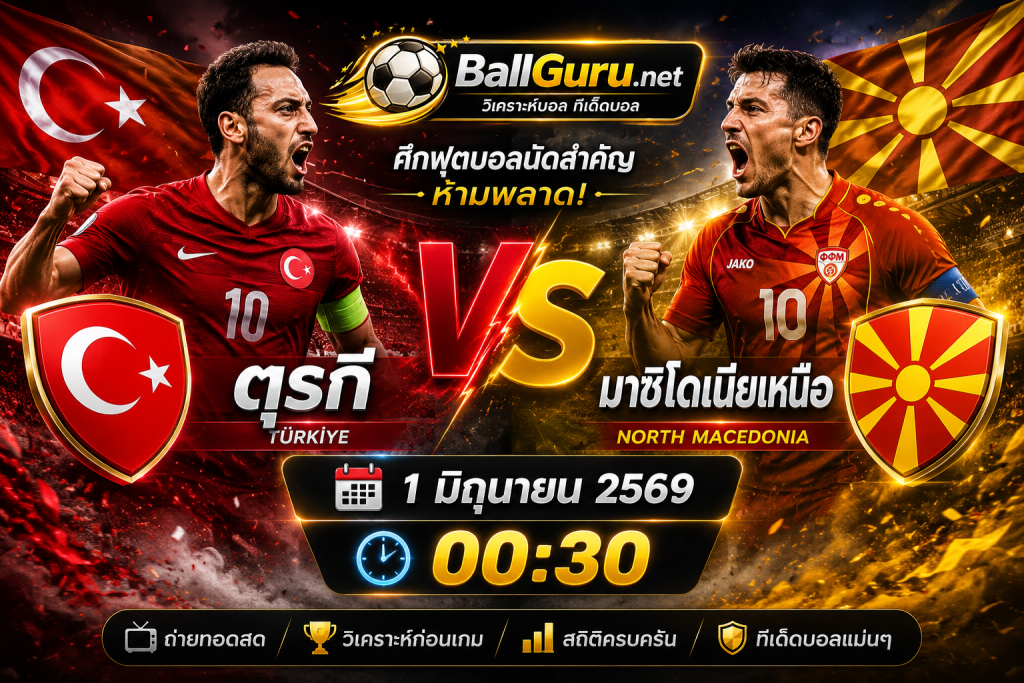 พรีวิวก่อนเกม ตุรกี พบ มาซิโดเนียเหนือ 1 มิ.ย. 69 พร้อมทรรศนะ