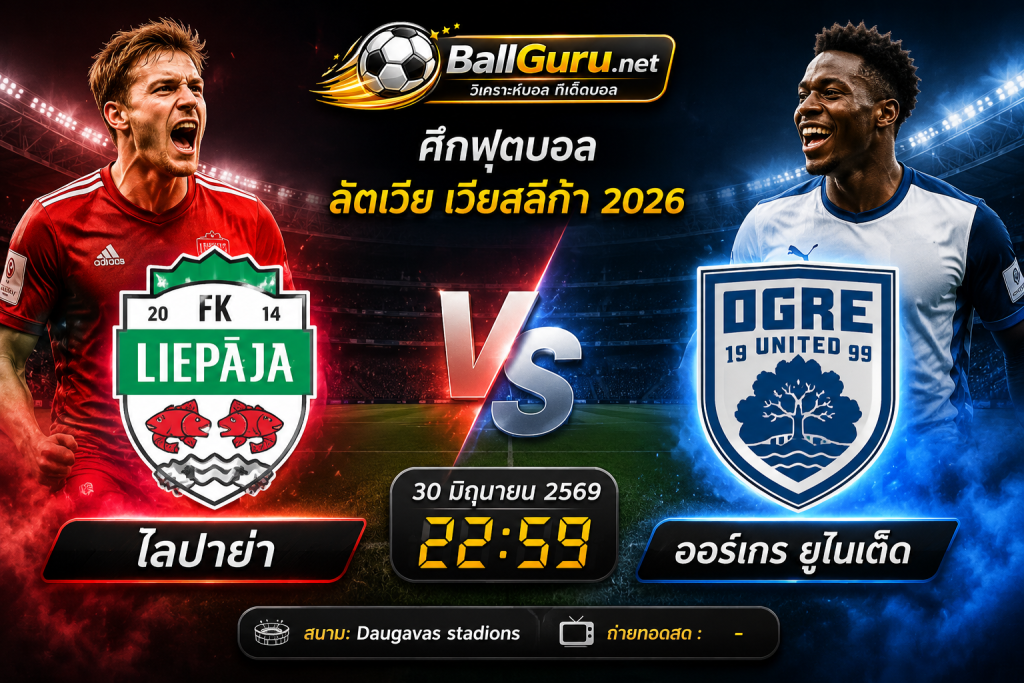 ทีเด็ดบอลวันนี้ ไลปาย่า ดวล ออร์เกร ยูไนเต็ด 30 มิถุนายน 2569