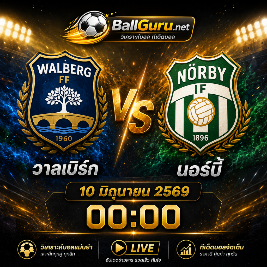 วิเคราะห์บอลคืนนี้ วาลเบิร์ก พบ นอร์บี้ ศึกชี้ชะตา 10 มิถุนายน 2569
