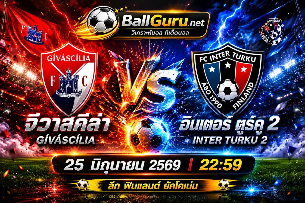 พรีวิวบอล จีวาสคีล่า พบ อินเตอร์ ตูร์คู 2 วิเคราะห์บอลวันนี้ พร้อมสถิติ 25/06/2569